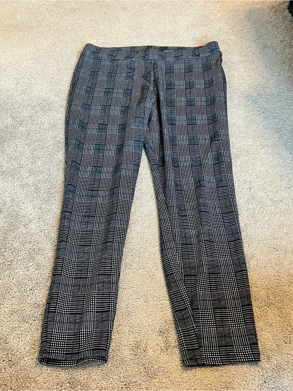 Plaid Pull-On Stretch Pants